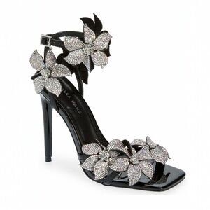 Brand New Azalea Wang Black Crystal Floral Heels